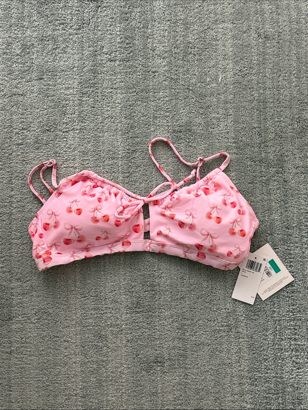 Pink Cherry Print bikini top. NWT
